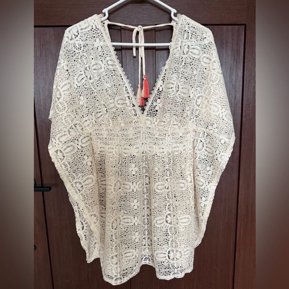 Xhilaration Crochet Swim Suit Coverup in Cream